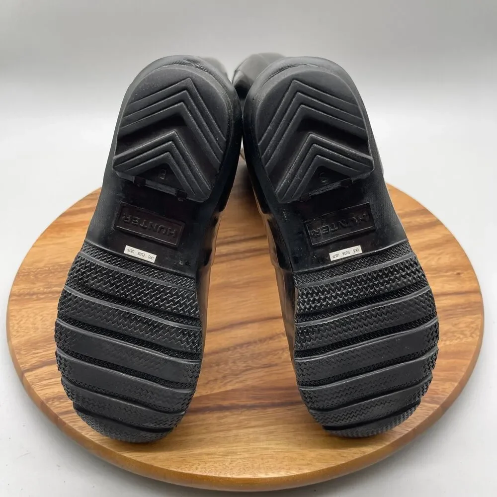 Hunter Boots Womens Size 7 Black Gloss Tall Rain Casual Waterproof Snow Shoes